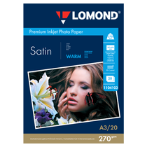 Фотобумага Lomond Satin Warm, микропористая, сатин, A3, 270 гр/ м2, 20л (1104103) для струйной печати