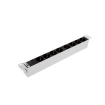 Блок розеток 19", 1U, в стойку, 8xSchuco, 220V, 32A,  клемная колодка, металлический корпус (R-32-8S-I-440-K)