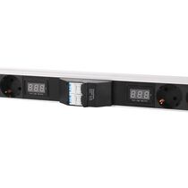 Блок розеток 19", 33-48U, в стойку, 10xSchuco/ 10xC19/ 8xC13, 220V, 32A, с амперметром и автоматом, металлический корпус (R-32-10S-8C13-10C19-A-AM-1420)