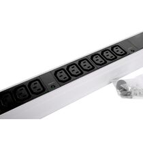 Блок розеток 19", 1U, в стойку, 12xС13, 220V, 32A, клемная колодка, металлический корпус (R-32-12C13-I-440-K)
