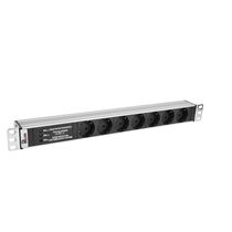 Блок розеток 19", 1U, в стойку, 7xSсhuko, вход C14, 10A, металлический корпус (R-10-7S-FI-440-Z)