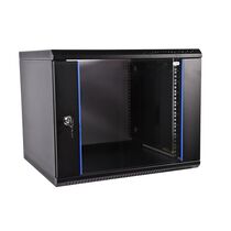 Шкаф настенный телекоммуникационный разборный 19" 06U, Ш600*В345*Г350, передняя дверь - стекло, черный (ШРН-Э-6.350-9005)