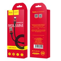 Кабель USB HOCO X26i Xpress (Lightning, 1м, плетеный, Черно-красный)