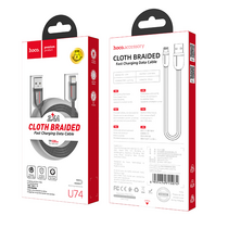 Кабель USB HOCO U74i Grand charging (Lightning, 1.2м, плетеный, Черный)
