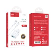 Сетевое зарядное устройство HOCO C12Q (1xUSB, 3А+Type-C.Белый)