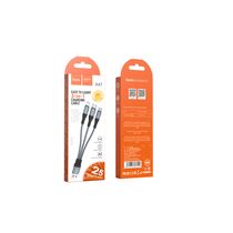 Кабель USB HOCO X47 3-in-1 (Type-C/ Lightning/ MicroUSB, 1м, плетеный, Серый)