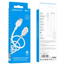 Кабель USB Borofone BX70m (MicroUSB, 1м, пластик, Белый)