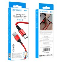 Кабель USB Borofone BX54a Ultra (USB Type-C, 1м, плетеный, Красный)