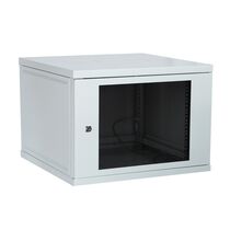 Шкаф настенный телекоммуникационный 19" 09U, Ш600xВ480xГ600, передняя дверь - стекло, серый (05-0105-CUST)
