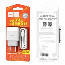 Сетевое зарядное устройство HOCO C73A Glorious (2xUSB, 2.4А+Type-C.Белый)