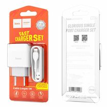 Сетевое зарядное устройство HOCO C72A Glorious (1xUSB, 2.1A+Lightning.Белый)