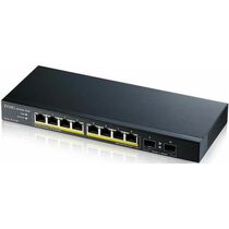 Неуправляемый POE-коммутатор 10 портов Zyxel GS1100-10HP-EU0102F ( 8x1Гбит/ с, 2xSFP, 8xPOE, PoE‑бюджет 130 Вт) корпус - металл