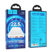 Внешний аккумулятор HOCO J101 Astute 10000mAh, USB 2A x2, USB 18W x1, Type-C PD20 x1, QC3.0, индикатор заряда, пластик, белый