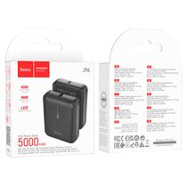 Внешний аккумулятор HOCO J96 Strider 5000mAh, USB 2A x1, Type-C x1, индикатор заряда, пластик, черный