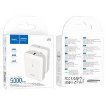 Внешний аккумулятор HOCO J96 Strider 5000mAh, USB 2A x1, Type-C x1, индикатор заряда, пластик, белый