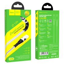 Кабель USB HOCO U105m Treasure (MicroUSB, 1.2м, пластик плоский, Серебристый)