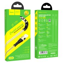 Кабель USB HOCO U105a Treasure (Type-C, 1.2м, пластик плоский, Золотой)