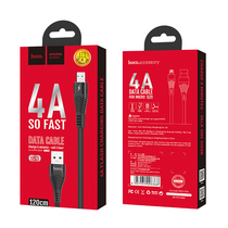 Кабель USB HOCO U53m 4А Flash (MicroUSB, 1.2м, плетеный, Черный)