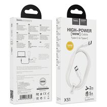 Кабель Type-C HOCO X51 High-power 100W (Type-C, 2м, пластик, Белый)