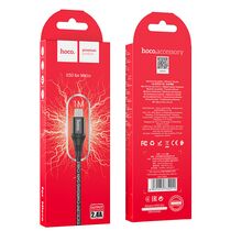 Кабель USB HOCO X50m Excellent (MicroUSB, 1м, плетеный, Черный)