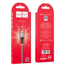 Кабель USB HOCO X50m Excellent (MicroUSB, 1м, плетеный, Серый)