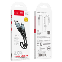 Кабель USB HOCO X38a Cool (Type-C, 0.25м, плетеный, Черный)