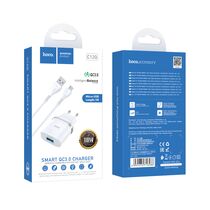 Сетевое зарядное устройство HOCO C12Q (1xUSB, 3А+micro-USB.Белый)