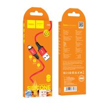 Кабель USB HOCO X86m (MicroUSB, 1м, силиконовый, Красный)