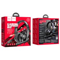 Проводные наушники HOCO W103 Magic, jack 3.5 mm, USB, микрофон, накладные, черный (6931474741615)