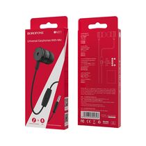 Проводные наушники Borofone BM31 Mysterious, jack 3.5 mm, микрофон, черный (6931474704313)