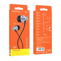 Проводные наушники Borofone BM70 Rich, jack 3.5 mm, серый (6974443385472)