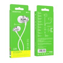 Проводные наушники Borofone BM70 Rich, jack 3.5 mm, серебристый (6974443385489)