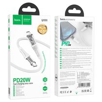Кабель Type-C HOCO U111 Transparent (Lightning, 1.2м, плетеный, Серый)