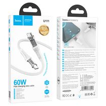 Кабель Type-C HOCO U111 Transparent 60W (Type-C, 1.2м, плетеный, Серый)