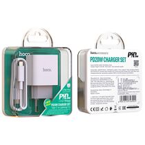 СЗУ HOCO C76A Plus (1xType-C, 3А PD20W, белый) + кабель Lightning