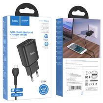 СЗУ HOCO C88A Star (2xUSB, 2.4А, черный) + кабель micro-USB