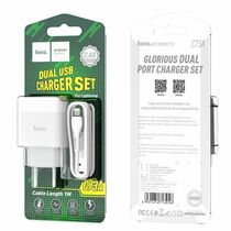 СЗУ HOCO C73A Glorious (2xUSB, 2.4А, белый) + кабель Lightning