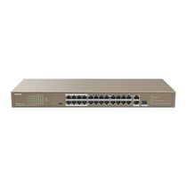 Неуправляемый POE-коммутатор 26 портов Tenda TEF1126P-24-250W ( 24x100Мбит/ с 2x1Гбит/ с, 1хRJ45/ SFP, 24xPOE, PoE‑бюджет 230 Вт) корпус - металл