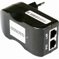PoE-инжектор OSNOVO Midspan-1/ 151, установка в розетку 220 В. Мощность PoE  - до 15.4W.