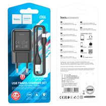 СЗУ HOCO C96A (1xUSB, 2.1A, черный) + кабель Lightning