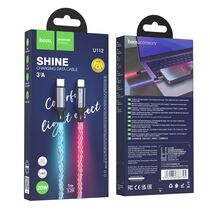 Кабель Type-C HOCO U112 Shine (Lightning, 1м, плетеный, серый)