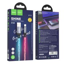 Кабель USB HOCO U112i Shine (Lightning, 1м, плетеный, серый)