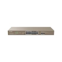 Неуправляемый POE-коммутатор 18 портов Tenda TEG1118P-16-250W ( 16x1Гбит/ с, 2xSFP, 16xPOE, PoE‑бюджет 230 Вт) корпус - металл