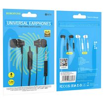 Проводные наушники Borofone BM74 Singer, jack 3.5 mm, микрофон, вкладыши, белый (6974443388237)