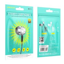 Проводные наушники Borofone BM75 Platinum, jack 3.5 mm, микрофон, внутриканальные, серый (6974443388244)