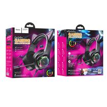 Проводные наушники HOCO W107 Cute, jack 3.5 mm, USB, микрофон, накладные, черный/ розовый (6931474791252)