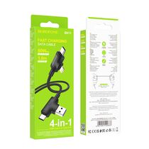 Кабель USB/ Type-C Borofone BX73 4-in-1 (Lightning/ Type-C, 1м, пластик, черный)