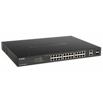Управляемый PoE-коммутатор 26 портов D-Link DGS-1100-26MPPV2 (24х1Гбит/ с, 2хRJ45/ SFP, 24хPoE, PoE‑бюджет 525 Вт) 2 уровня