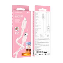 Кабель USB Borofone BX94 Crystal (Lightning, 1м, силиконовый, розовый)