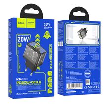 СЗУ HOCO N34 Dazzling (1xUSB, 1xType-C, 3А PD20W, черный)